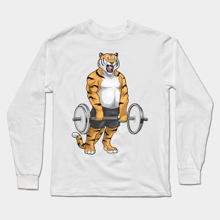 Tiger Bodybuilder Dumbbell Bodybuilding Long Sleeve T-Shirt
